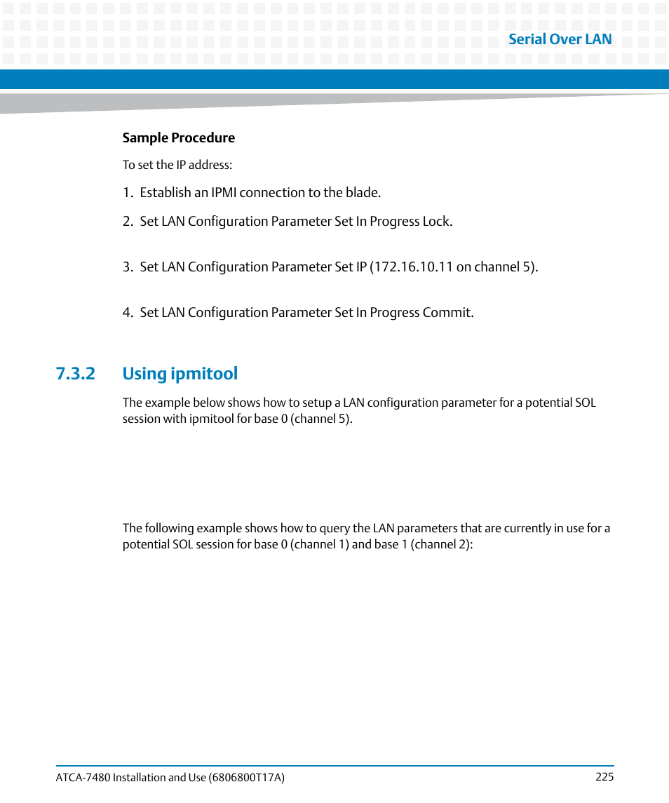 2 using ipmitool | Artesyn ATCA-7480 Installation and Use (February 2015) User Manual | Page 225 / 330