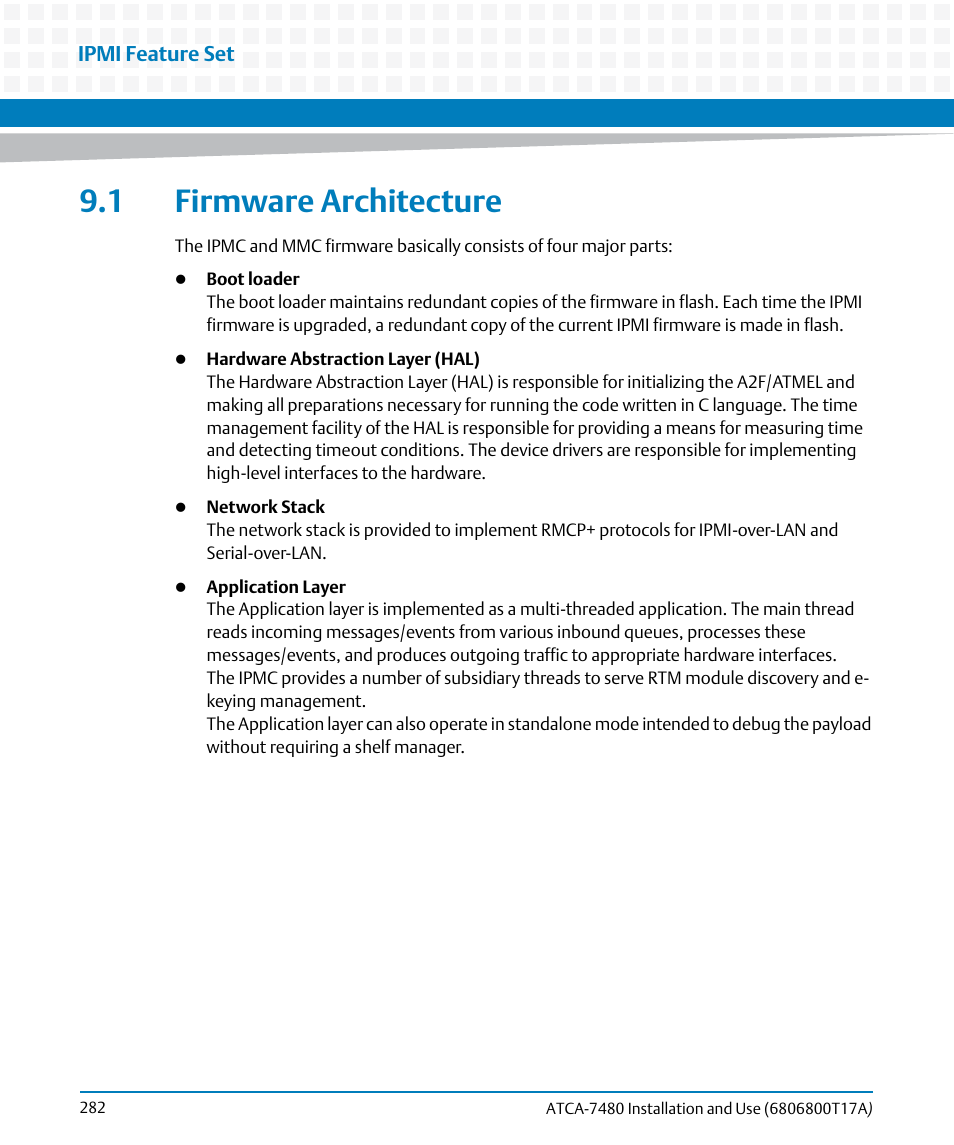 1 firmware architecture | Artesyn ATCA-7480 Installation and Use (February 2015) User Manual | Page 282 / 330