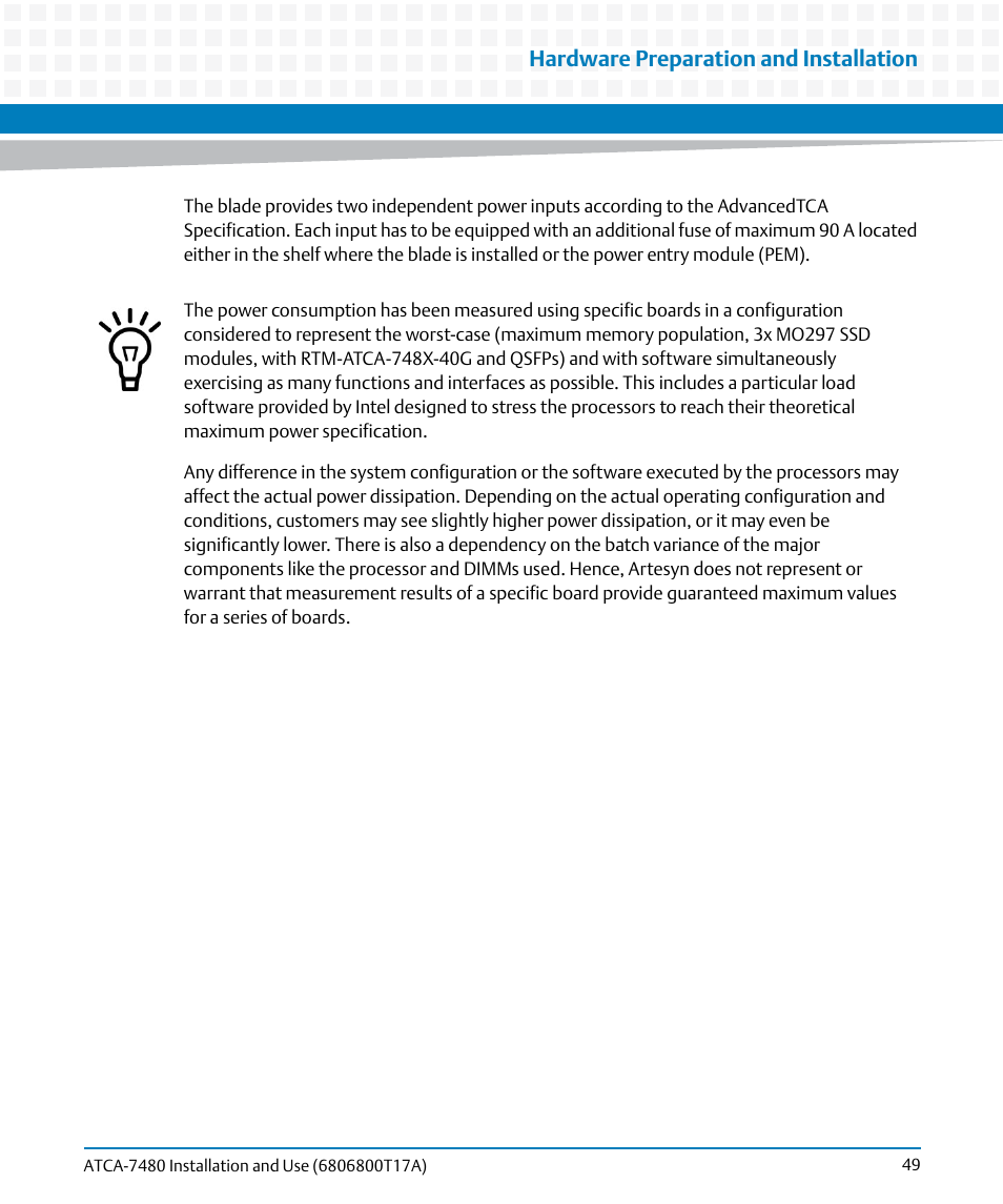 Hardware preparation and installation | Artesyn ATCA-7480 Installation and Use (February 2015) User Manual | Page 49 / 330