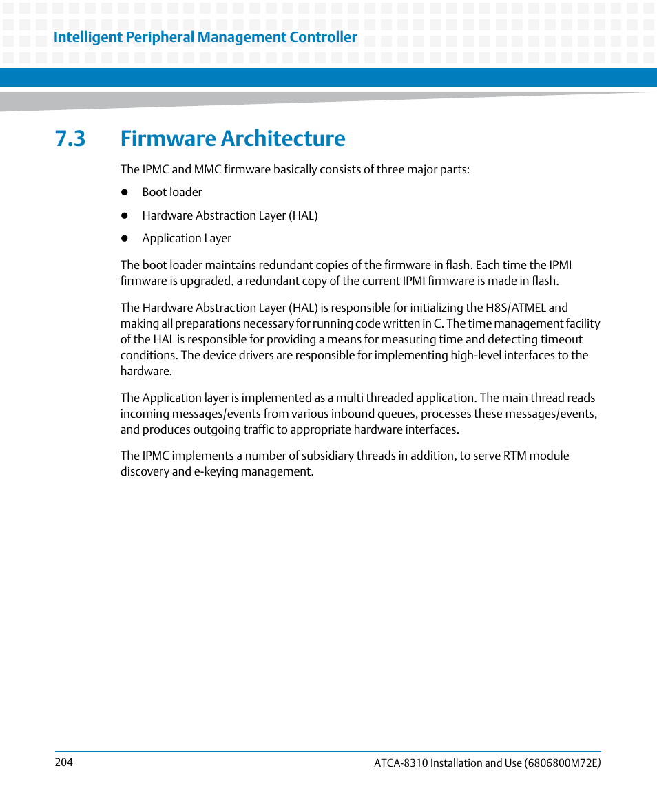 3 firmware architecture | Artesyn ATCA-8310 Installation and Use (May 2014) User Manual | Page 204 / 456