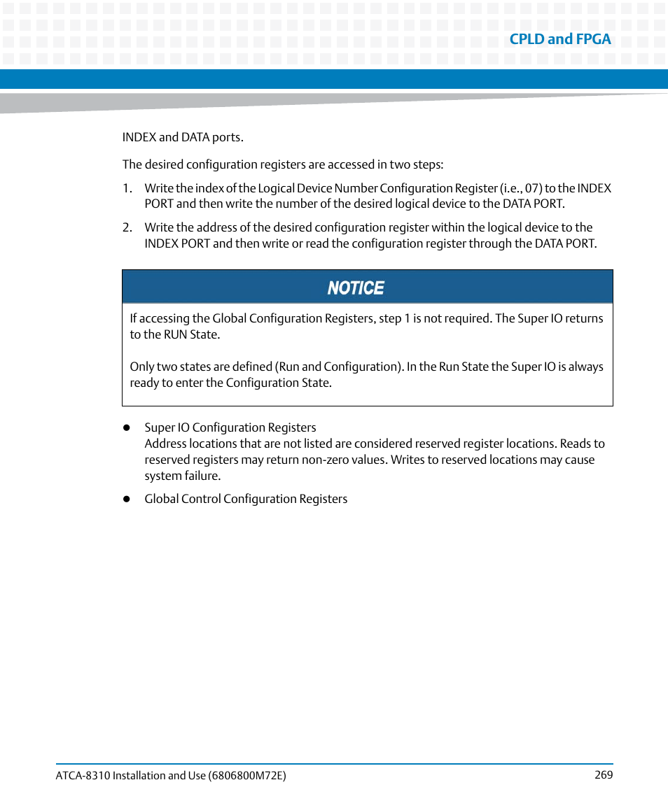 Cpld and fpga | Artesyn ATCA-8310 Installation and Use (May 2014) User Manual | Page 269 / 456