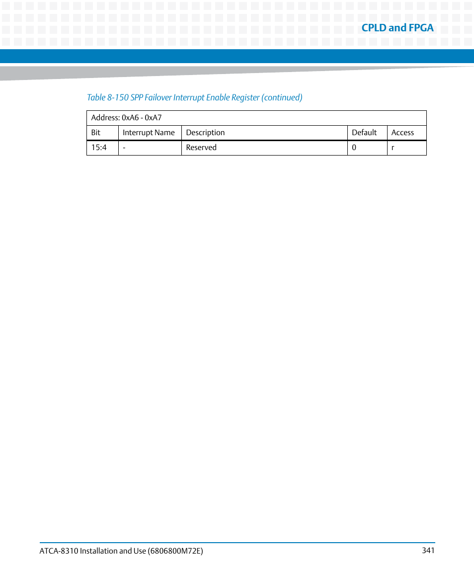 Cpld and fpga | Artesyn ATCA-8310 Installation and Use (May 2014) User Manual | Page 341 / 456
