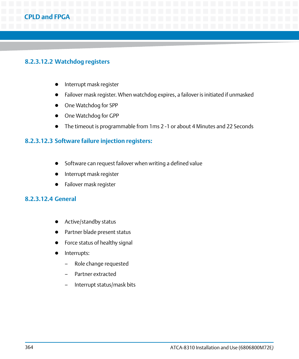 Cpld and fpga | Artesyn ATCA-8310 Installation and Use (May 2014) User Manual | Page 364 / 456