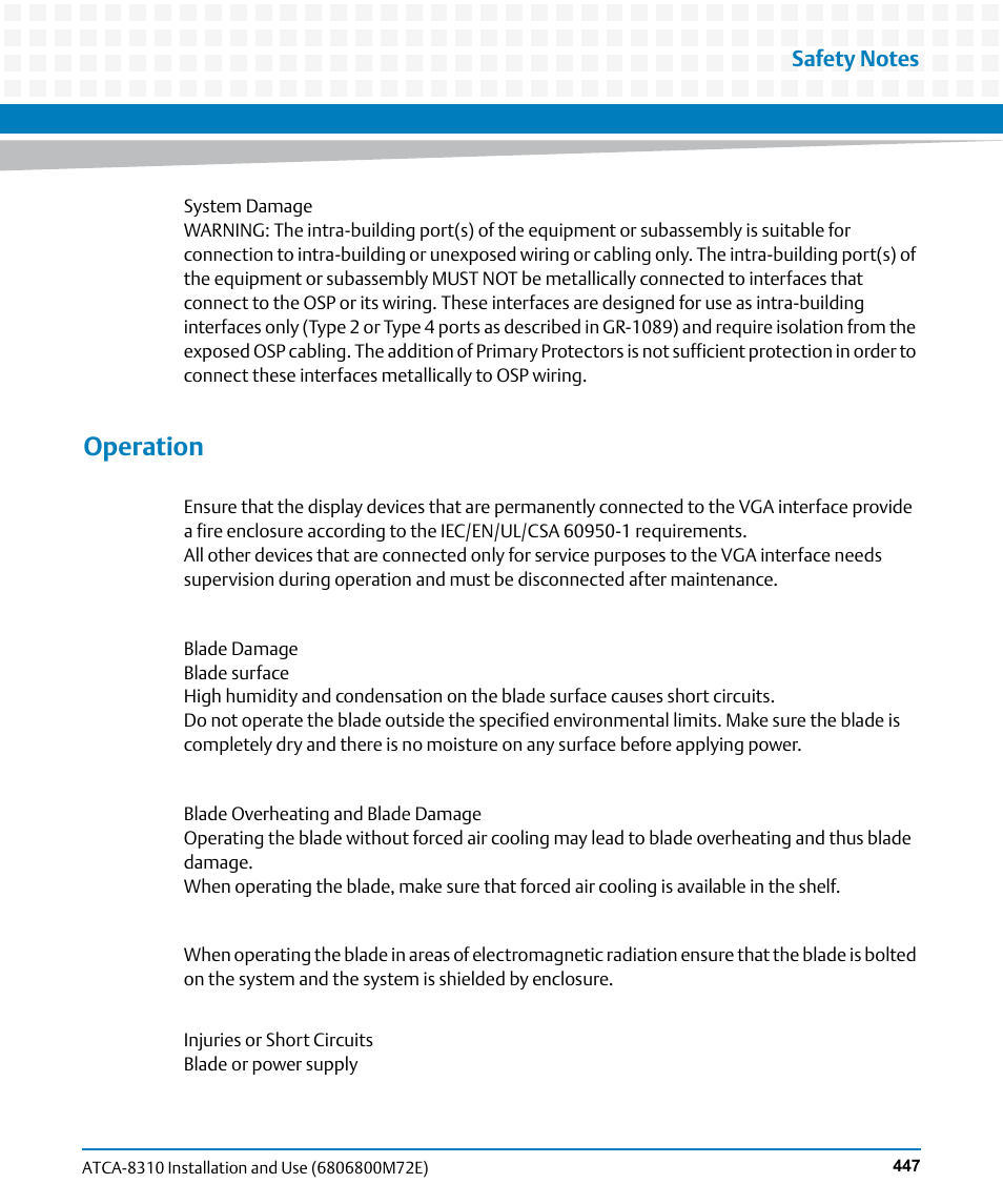 Operation | Artesyn ATCA-8310 Installation and Use (May 2014) User Manual | Page 447 / 456