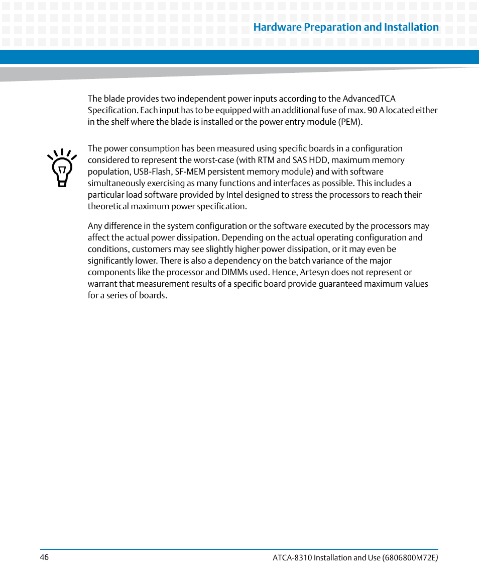Hardware preparation and installation | Artesyn ATCA-8310 Installation and Use (May 2014) User Manual | Page 46 / 456
