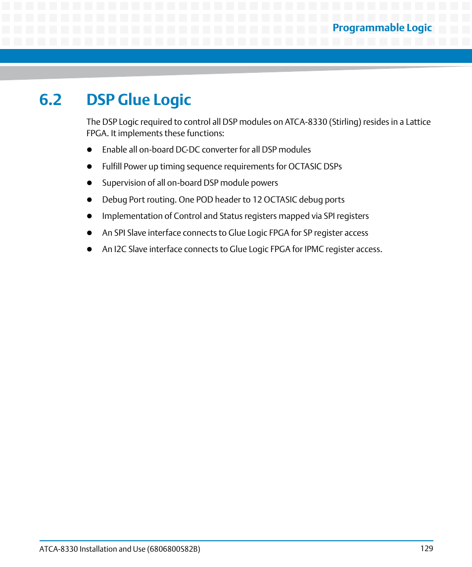 2 dsp glue logic, Dsp glue logic | Artesyn ATCA-8330 Installation and Use (April 2015) User Manual | Page 129 / 236