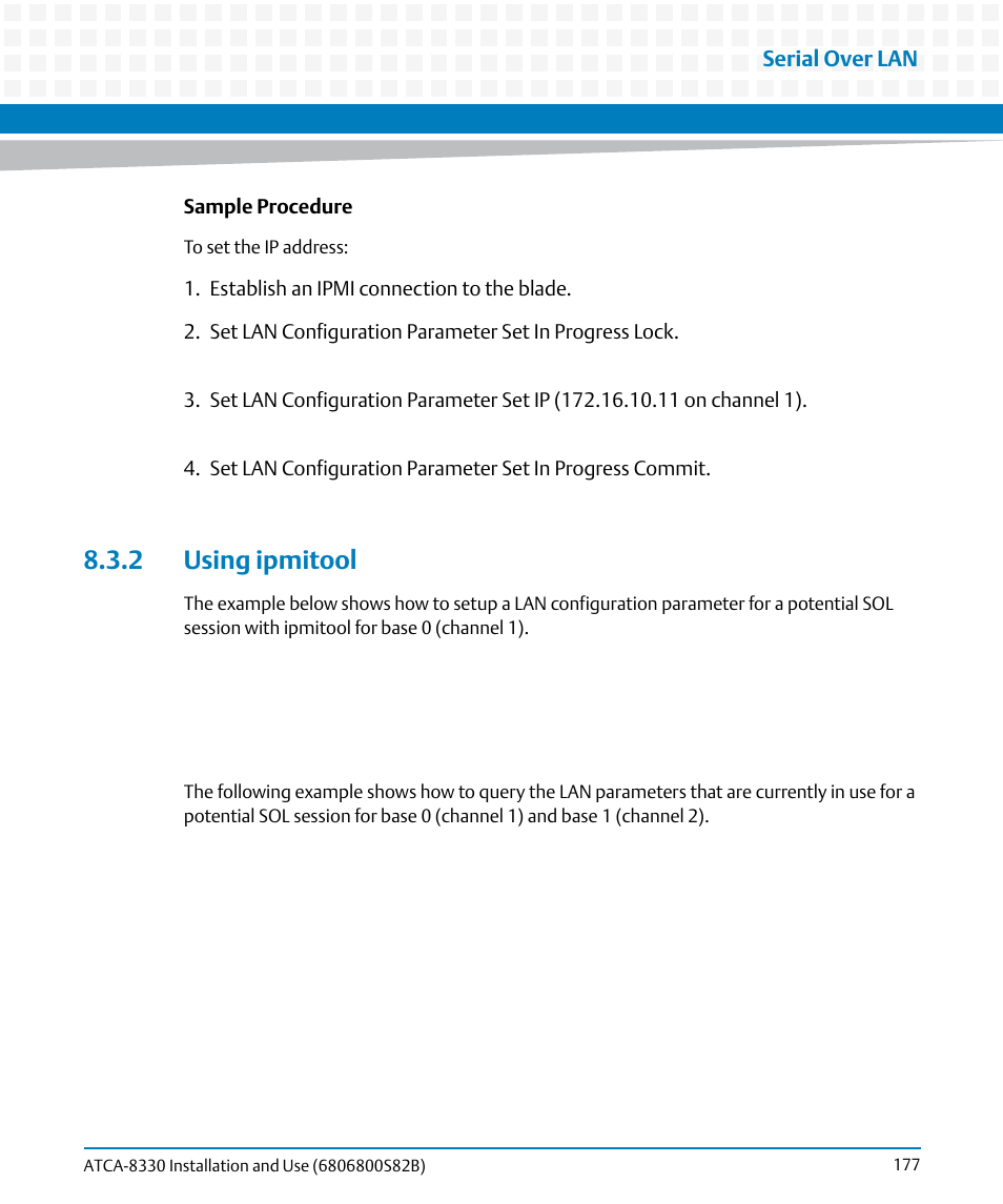2 using ipmitool | Artesyn ATCA-8330 Installation and Use (April 2015) User Manual | Page 177 / 236