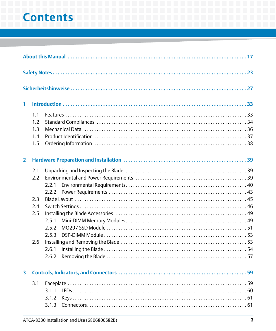 Artesyn ATCA-8330 Installation and Use (April 2015) User Manual | Page 3 / 236