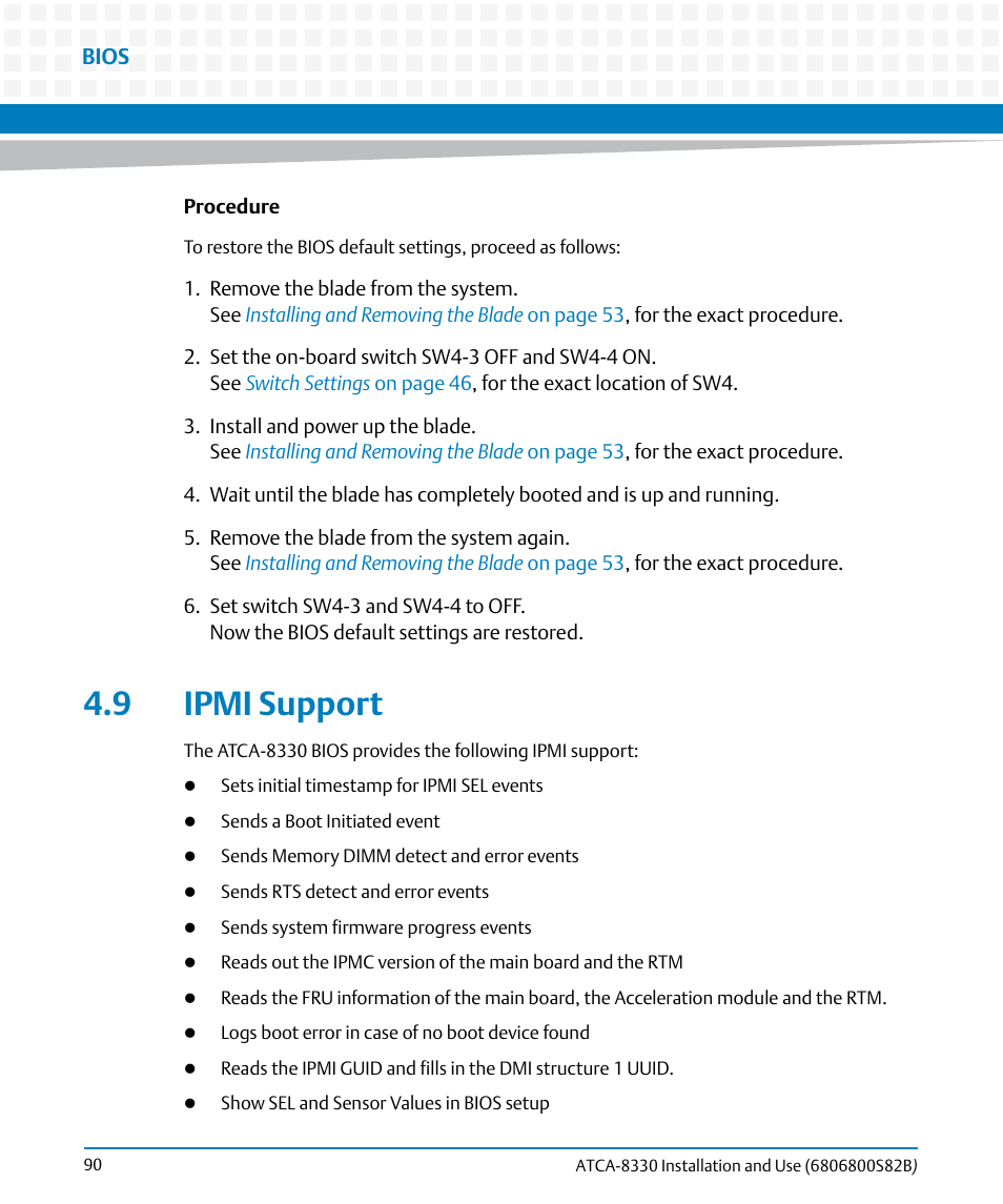 9 ipmi support | Artesyn ATCA-8330 Installation and Use (April 2015) User Manual | Page 90 / 236