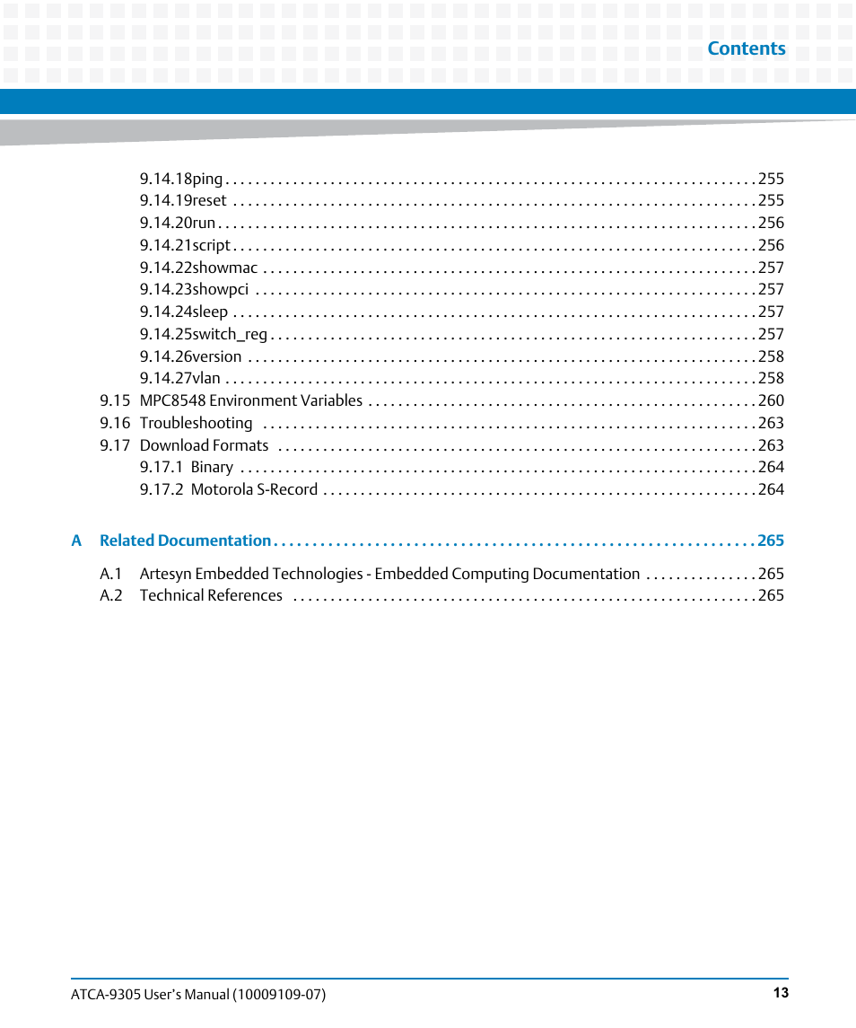 Artesyn ATCA-9305 User's Manual (May 2014) User Manual | Page 13 / 270