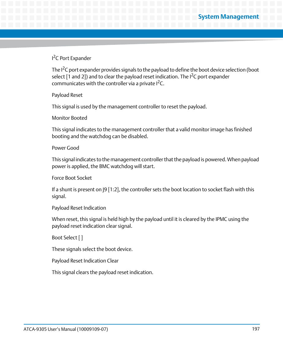 System management | Artesyn ATCA-9305 User's Manual (May 2014) User Manual | Page 197 / 270