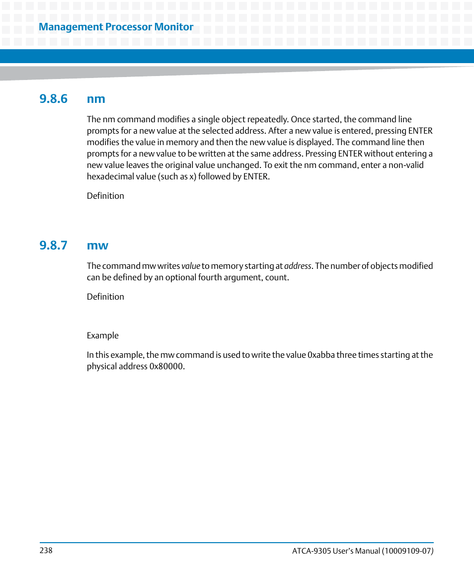 6 nm, 7 mw, 6 nm 9.8.7 mw | Artesyn ATCA-9305 User's Manual (May 2014) User Manual | Page 238 / 270