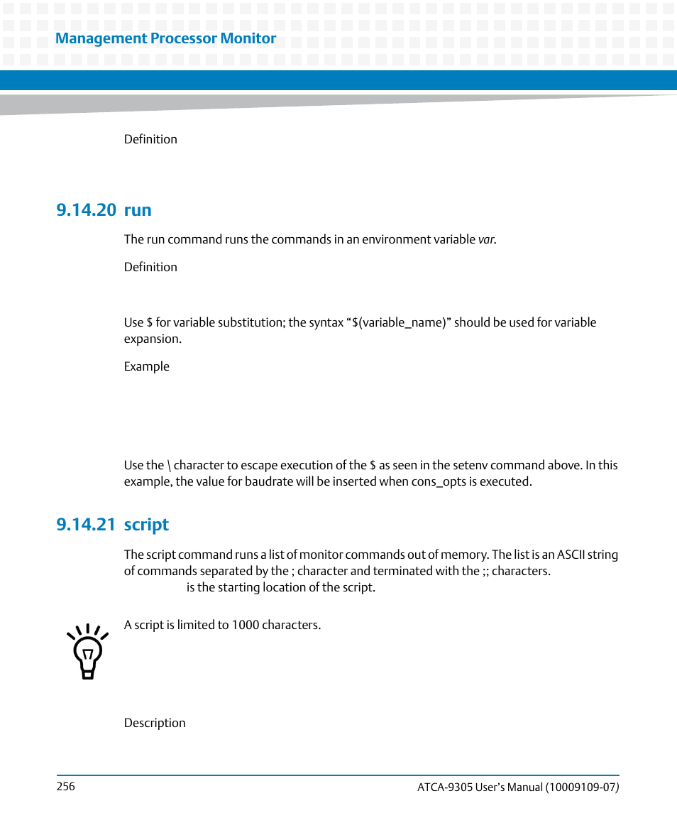 20 run, 21 script, 20run 9.14.21script | Artesyn ATCA-9305 User's Manual (May 2014) User Manual | Page 256 / 270