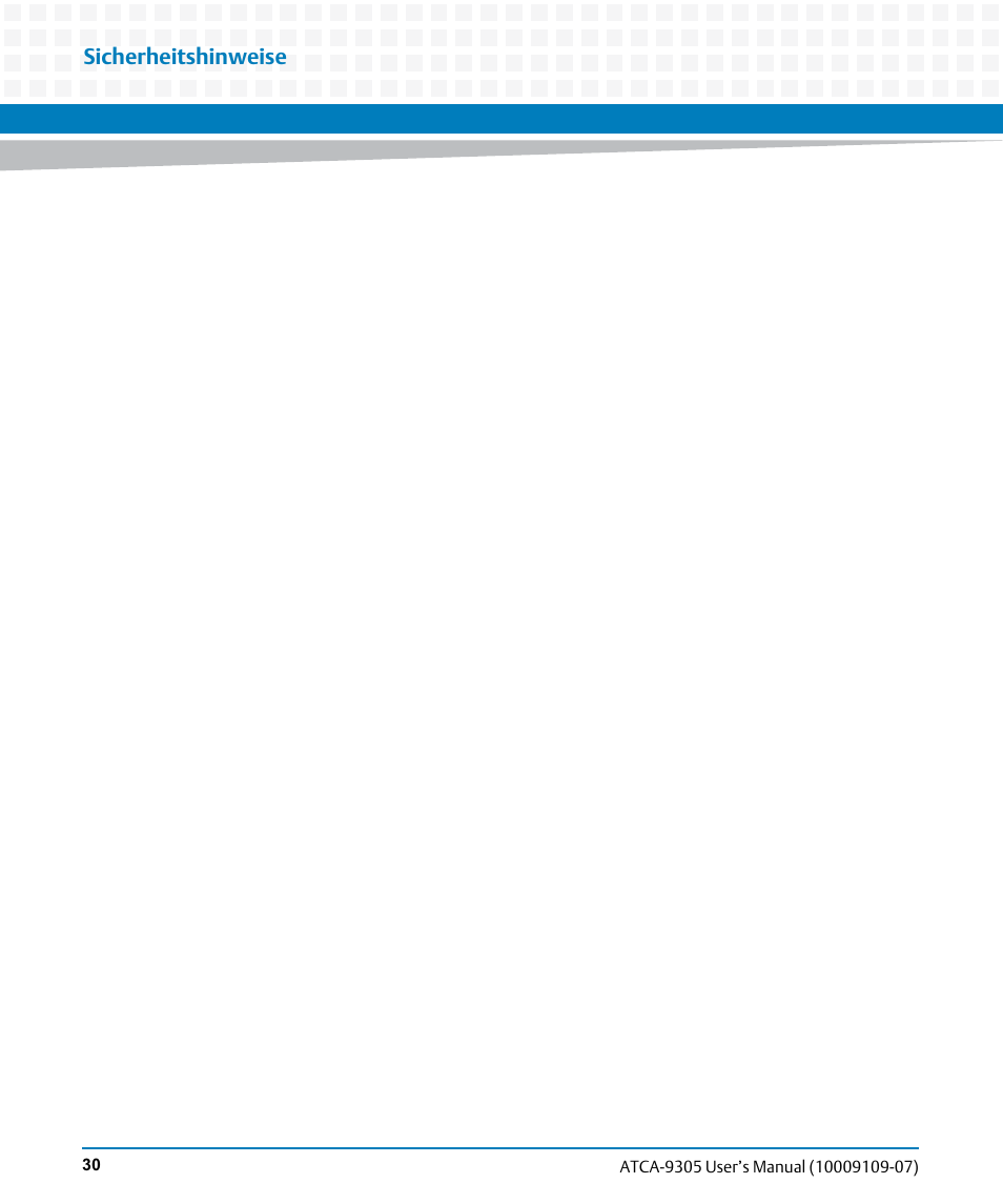 Sicherheitshinweise | Artesyn ATCA-9305 User's Manual (May 2014) User Manual | Page 30 / 270