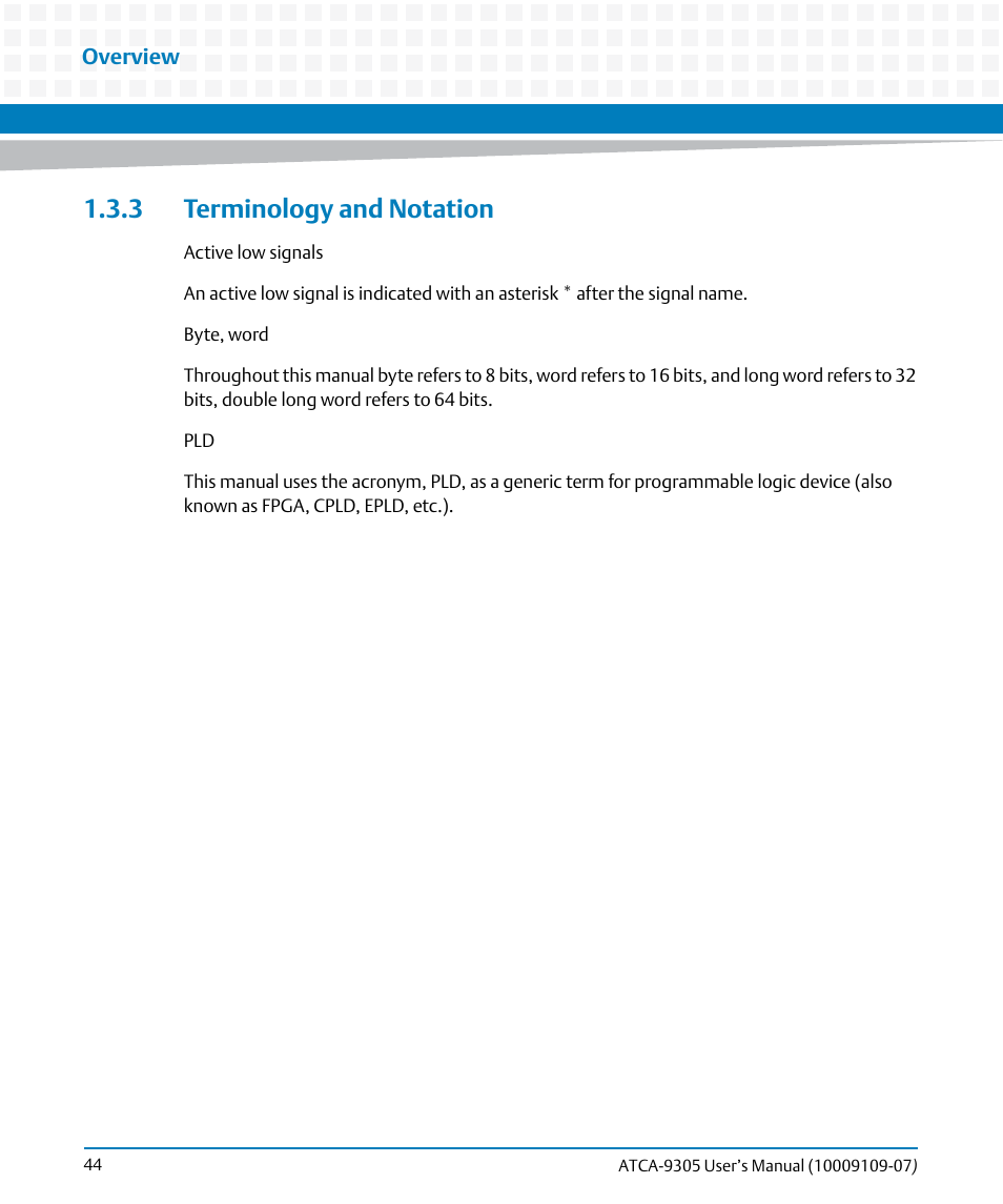 3 terminology and notation | Artesyn ATCA-9305 User's Manual (May 2014) User Manual | Page 44 / 270