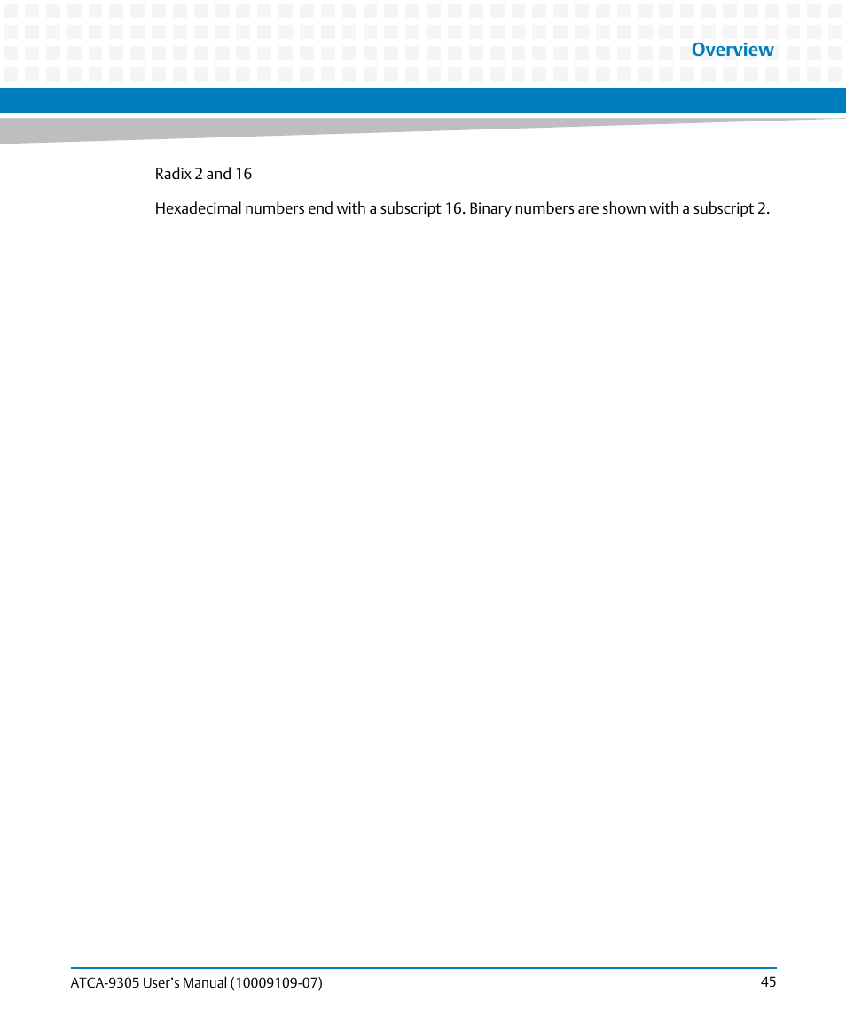 Overview | Artesyn ATCA-9305 User's Manual (May 2014) User Manual | Page 45 / 270