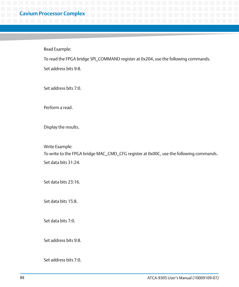 Cavium processor complex | Artesyn ATCA-9305 User's Manual (May 2014) User Manual | Page 88 / 270