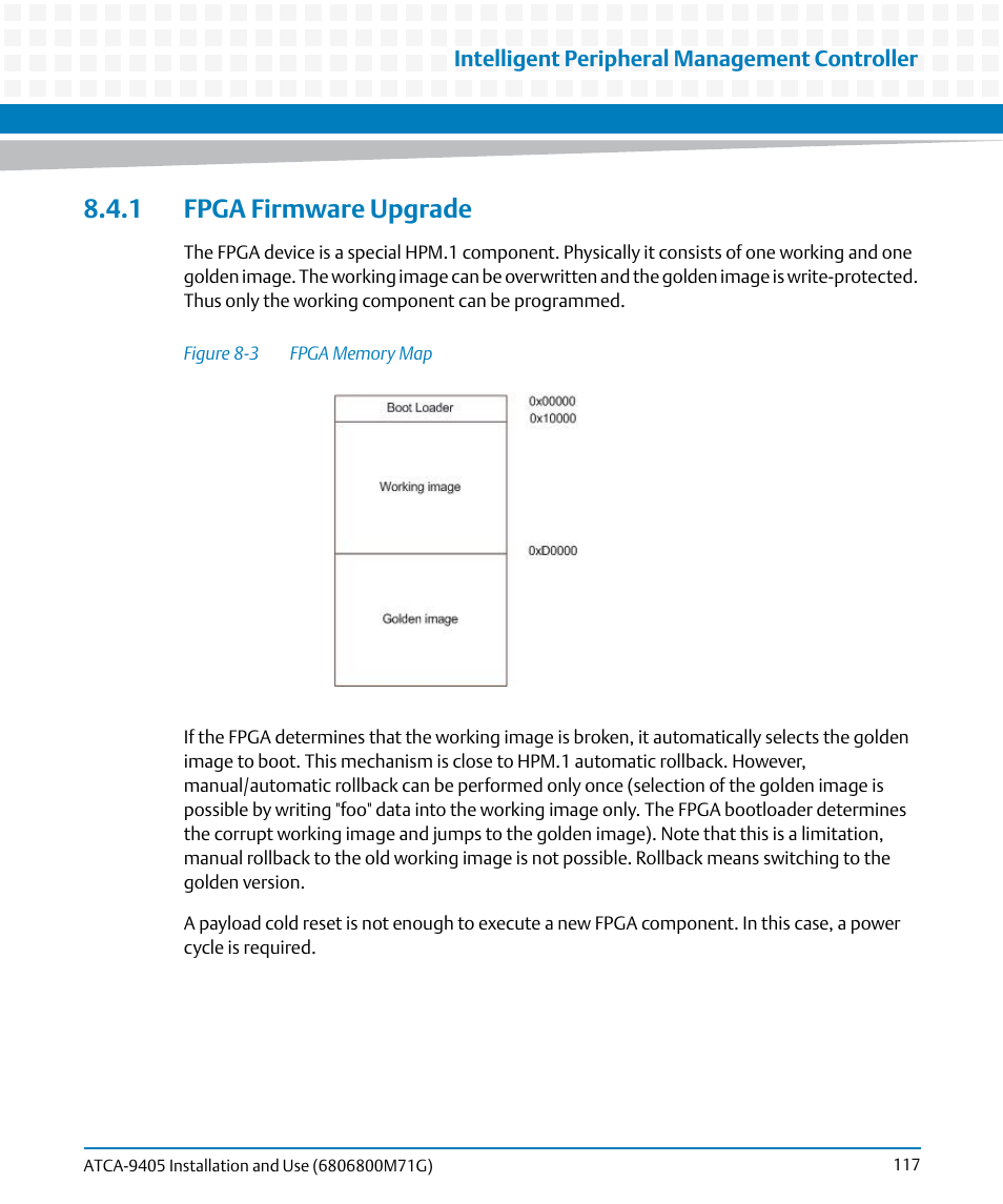 1 fpga firmware upgrade, Figure 8-3, Fpga memory map | Artesyn ATCA-9405 Installation and Use (May 2014) User Manual | Page 117 / 168