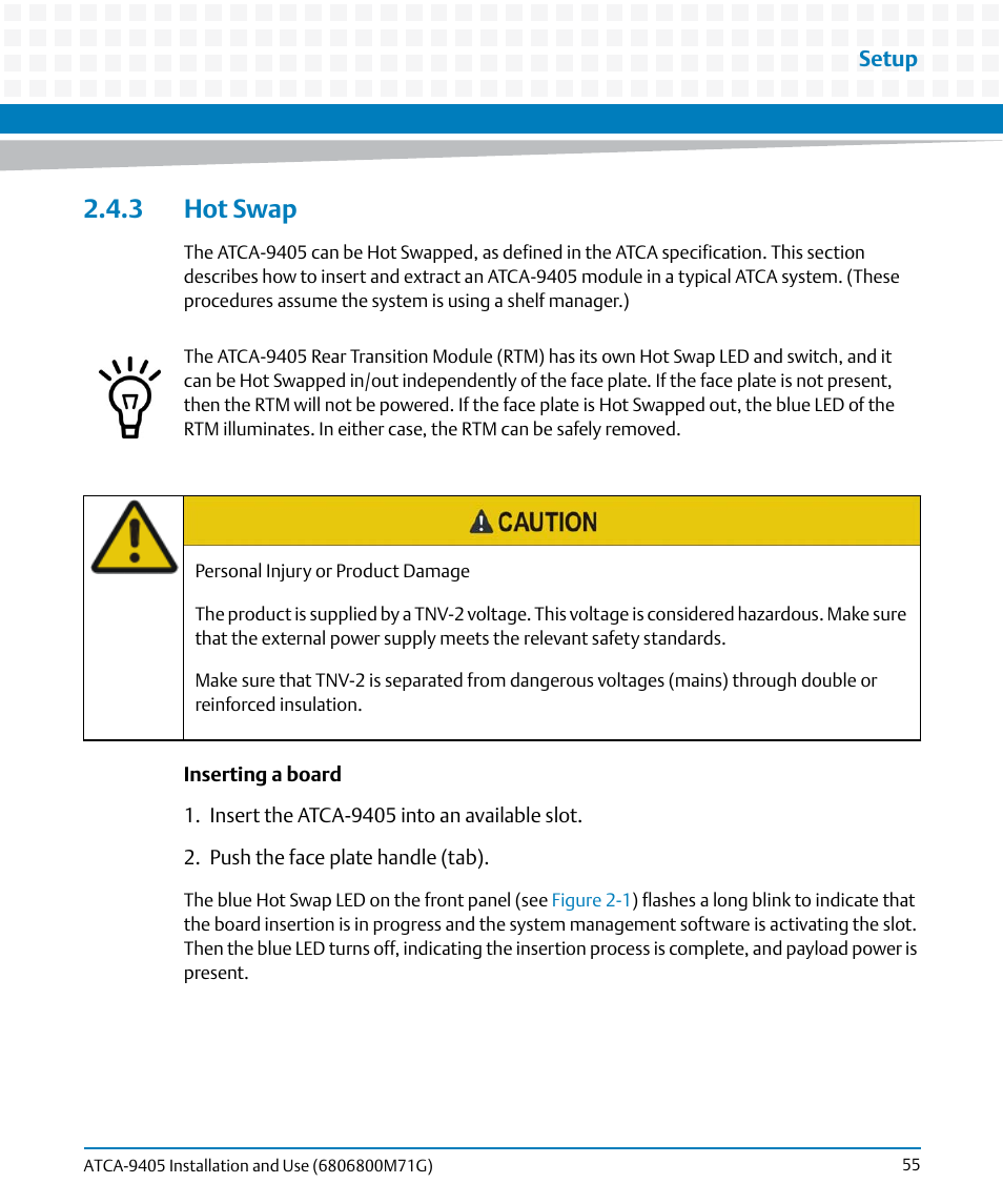 3 hot swap | Artesyn ATCA-9405 Installation and Use (May 2014) User Manual | Page 55 / 168