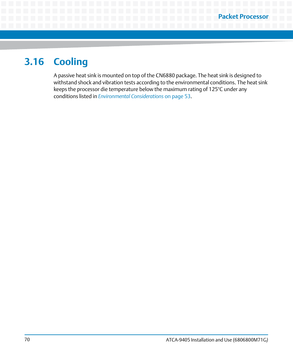 16 cooling | Artesyn ATCA-9405 Installation and Use (May 2014) User Manual | Page 70 / 168