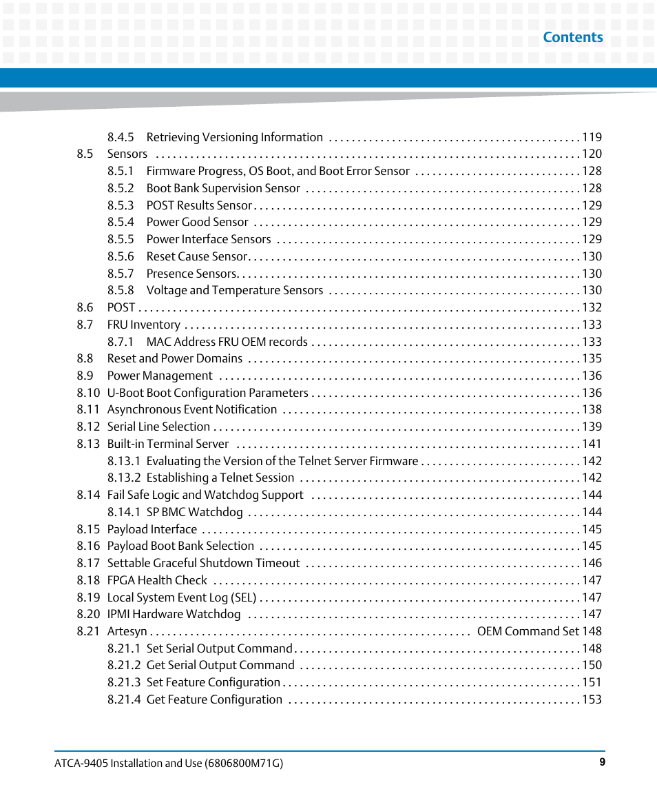 Artesyn ATCA-9405 Installation and Use (May 2014) User Manual | Page 9 / 168