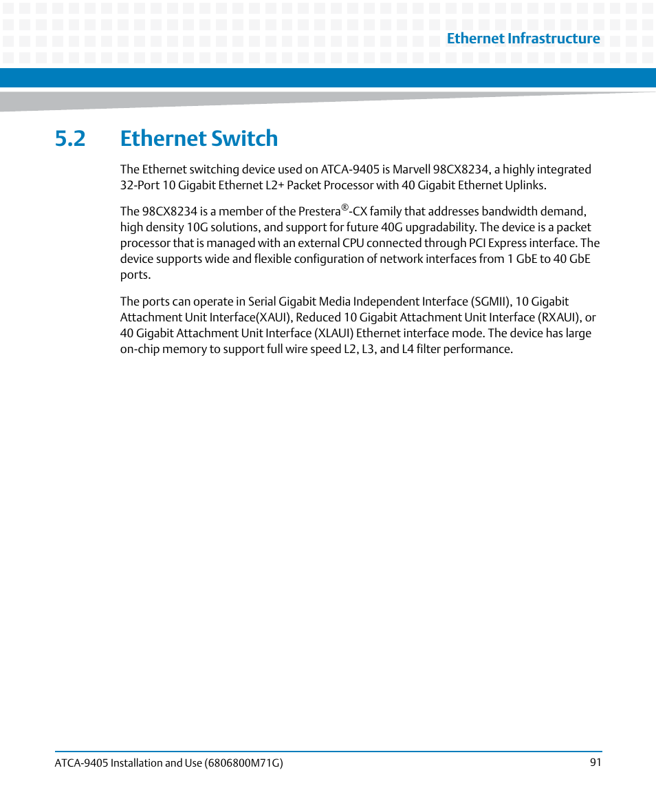 2 ethernet switch | Artesyn ATCA-9405 Installation and Use (May 2014) User Manual | Page 91 / 168