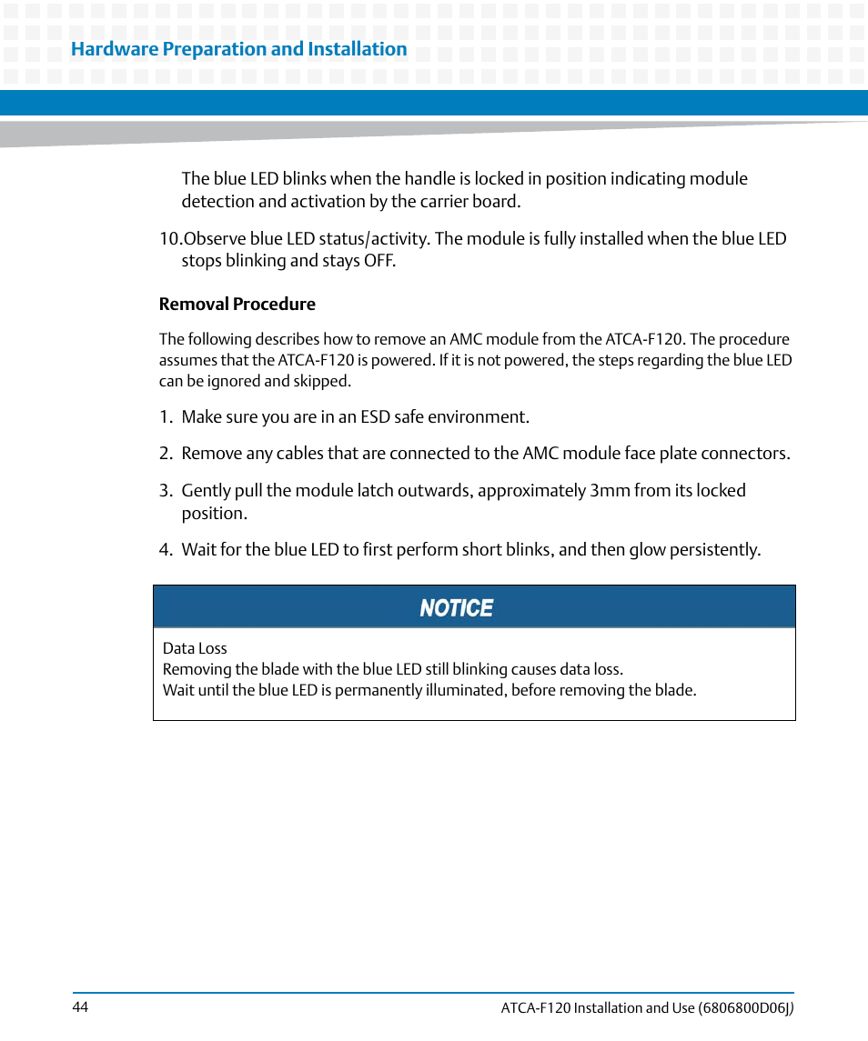 Artesyn ATCA-F120 Installation and Use (August 2014) User Manual | Page 44 / 122