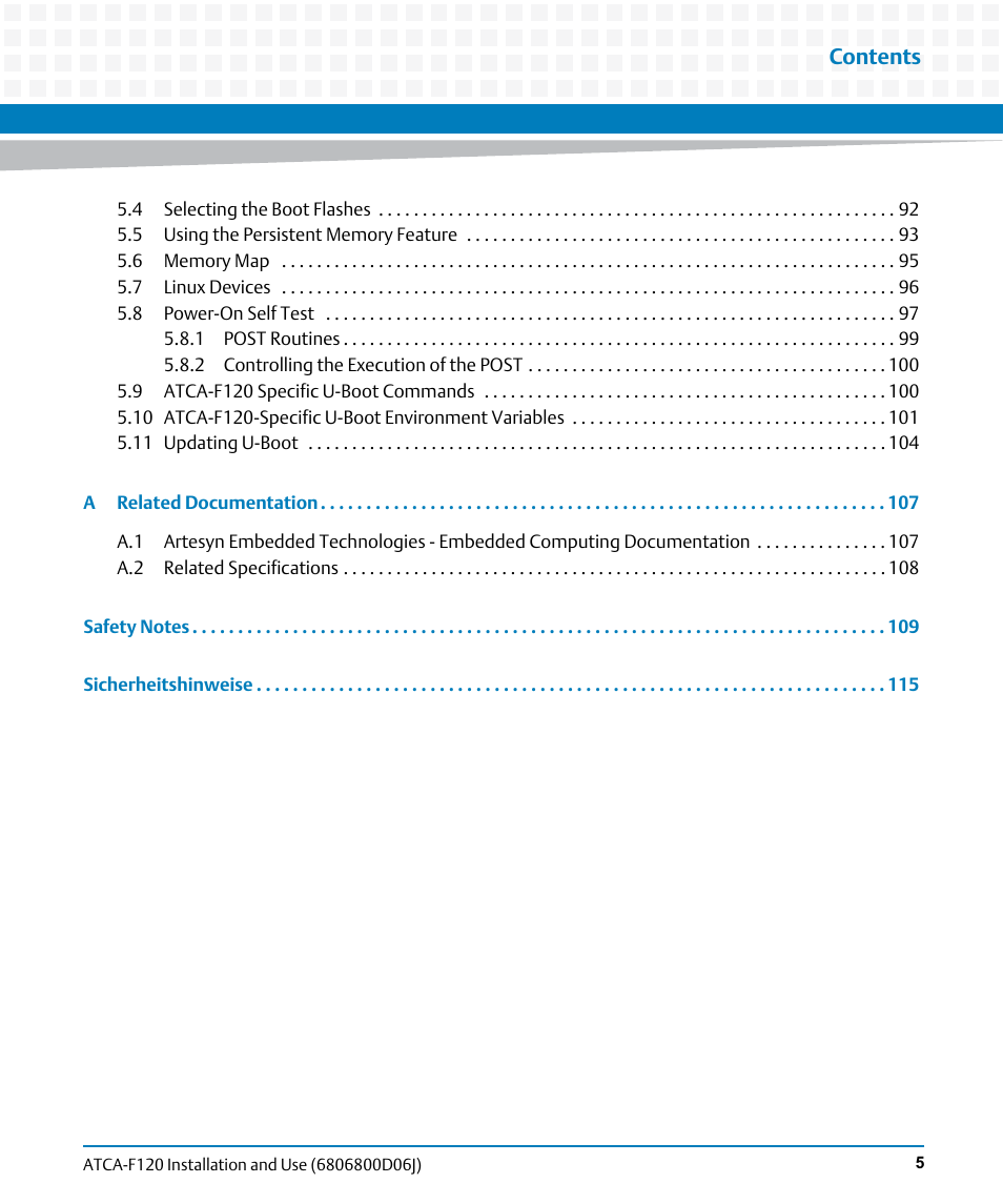 Artesyn ATCA-F120 Installation and Use (August 2014) User Manual | Page 5 / 122