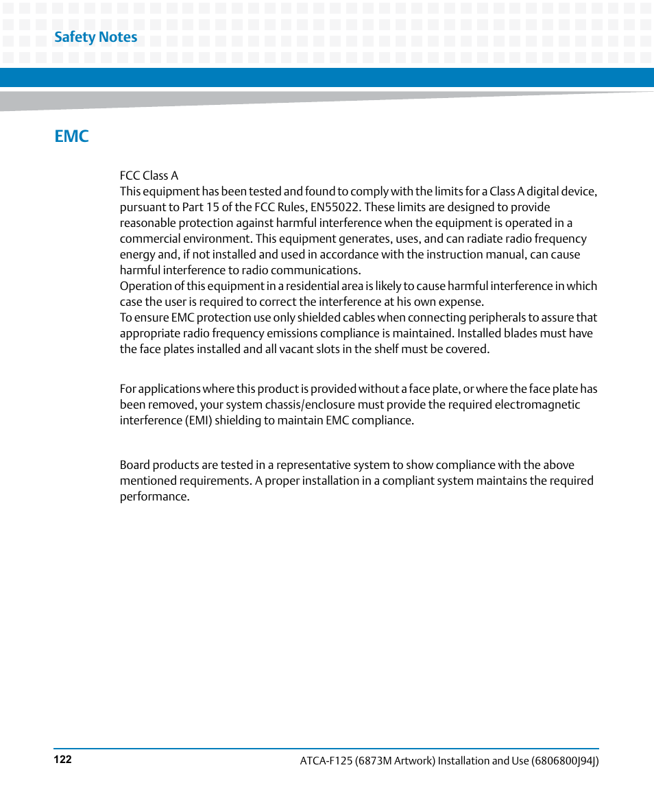 Artesyn ATCA-F125 Installation and Use Guide (April 2014) User Manual | Page 122 / 138