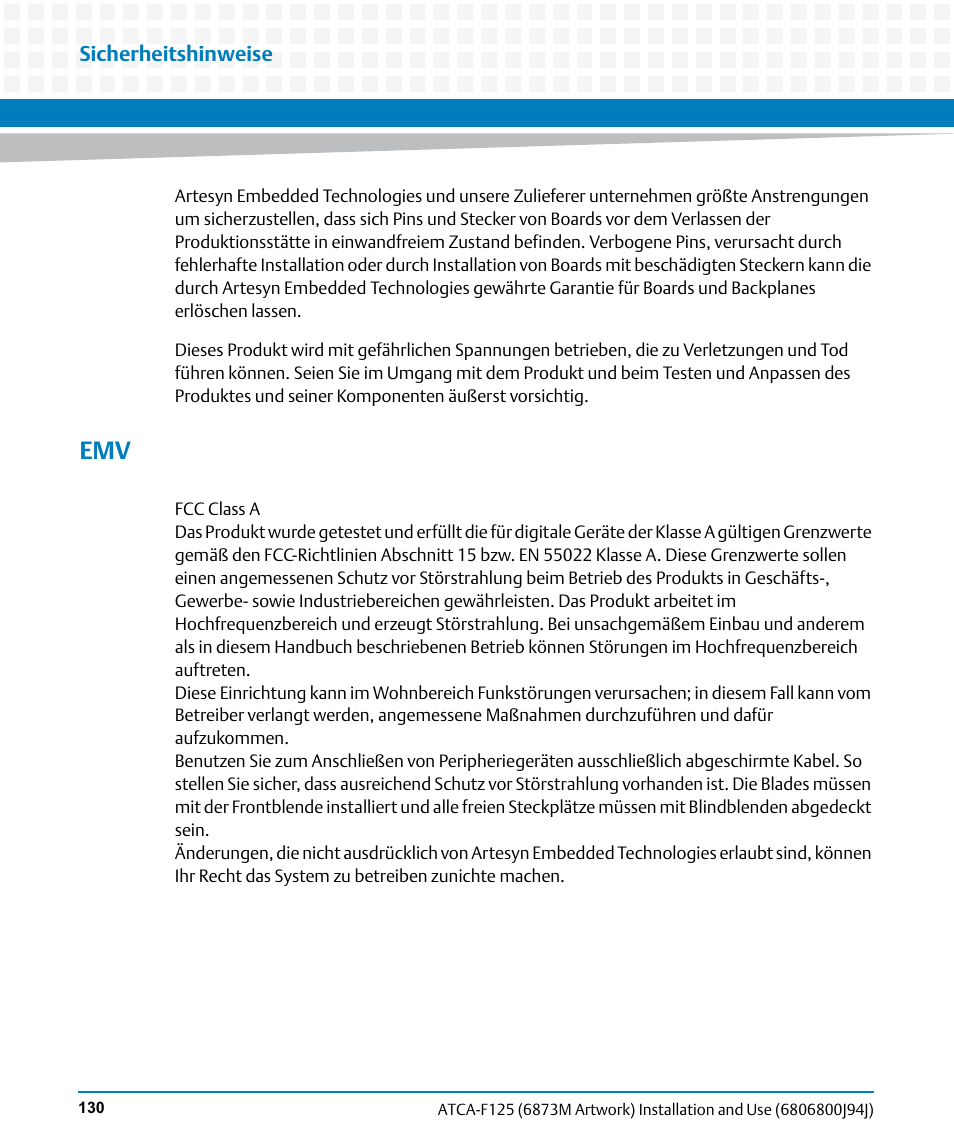 Artesyn ATCA-F125 Installation and Use Guide (April 2014) User Manual | Page 130 / 138