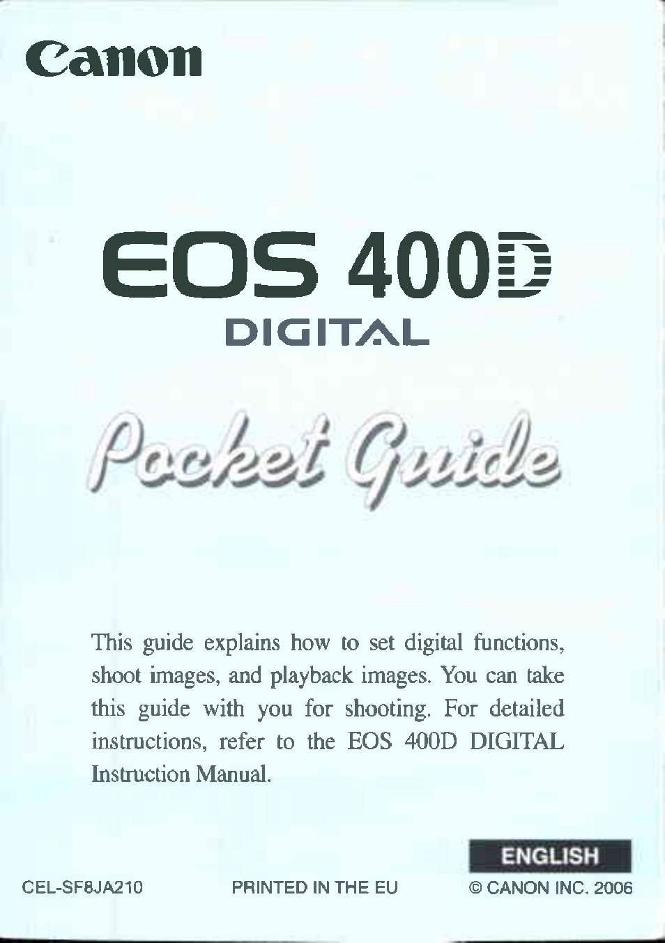 Canon EOS 400D User Manual | 16 pages