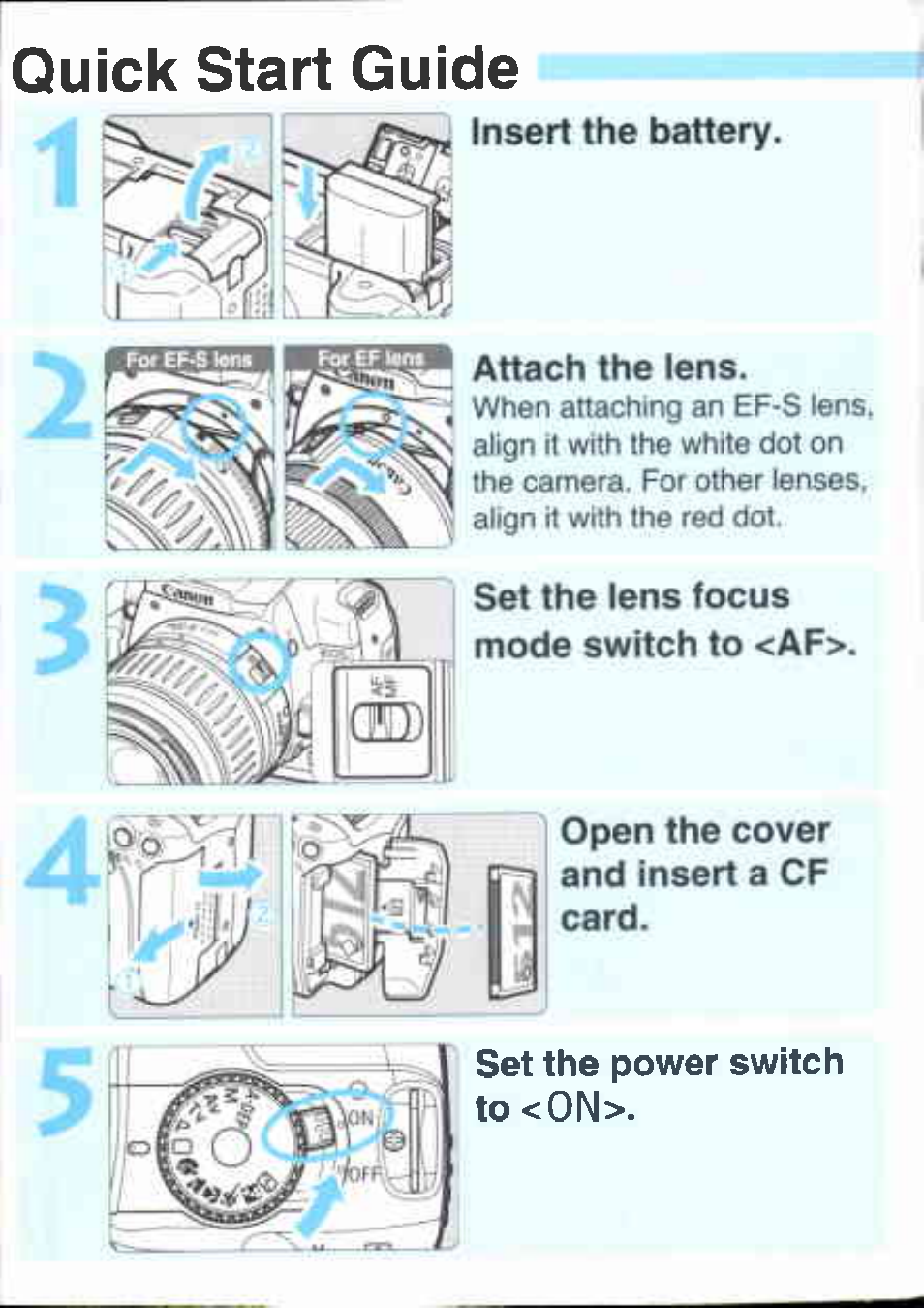 Quick start guide | Canon EOS 400D User Manual | Page 2 / 16