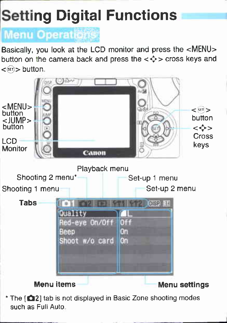Setting digital functions | Canon EOS 400D User Manual | Page 4 / 16