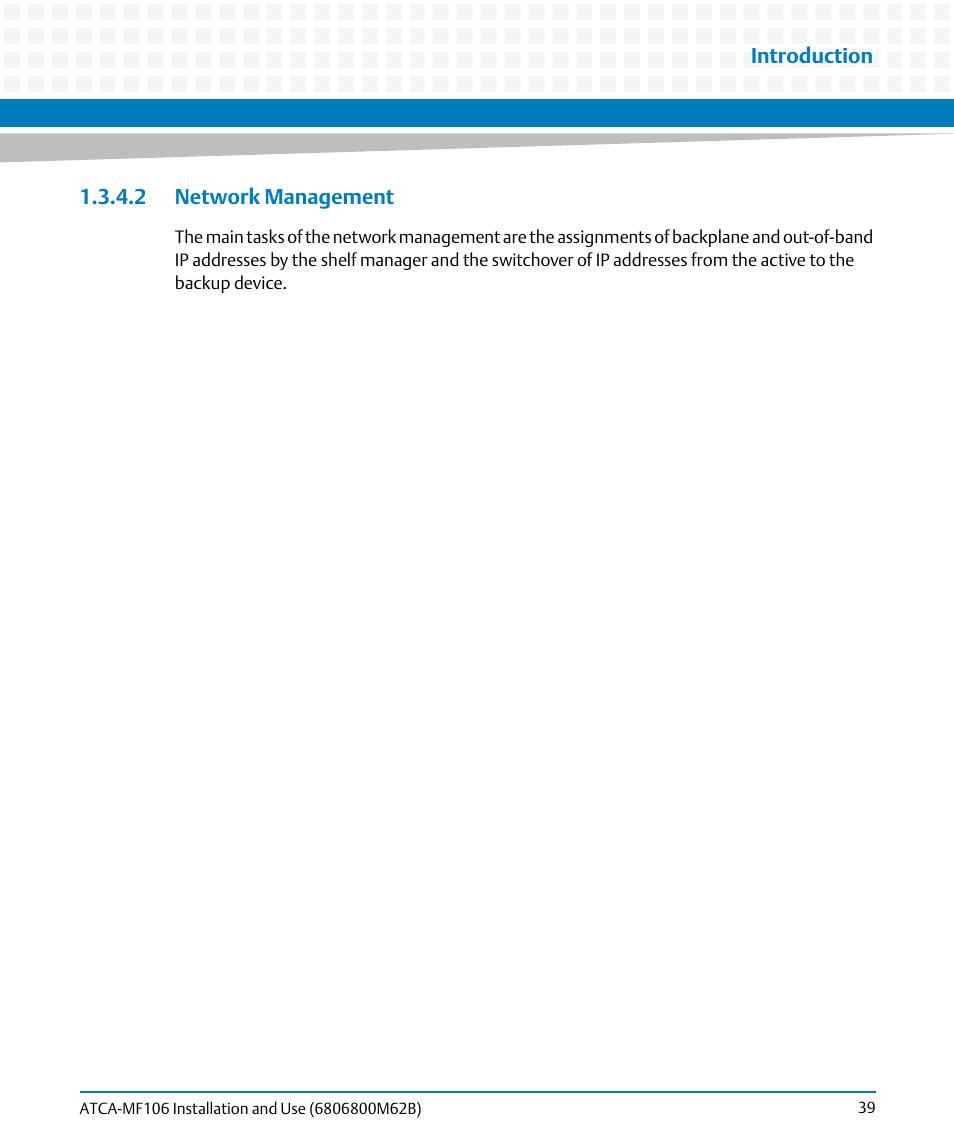 2 network management | Artesyn ATCA-MF106 Installation and Use (September 2014) User Manual | Page 39 / 86