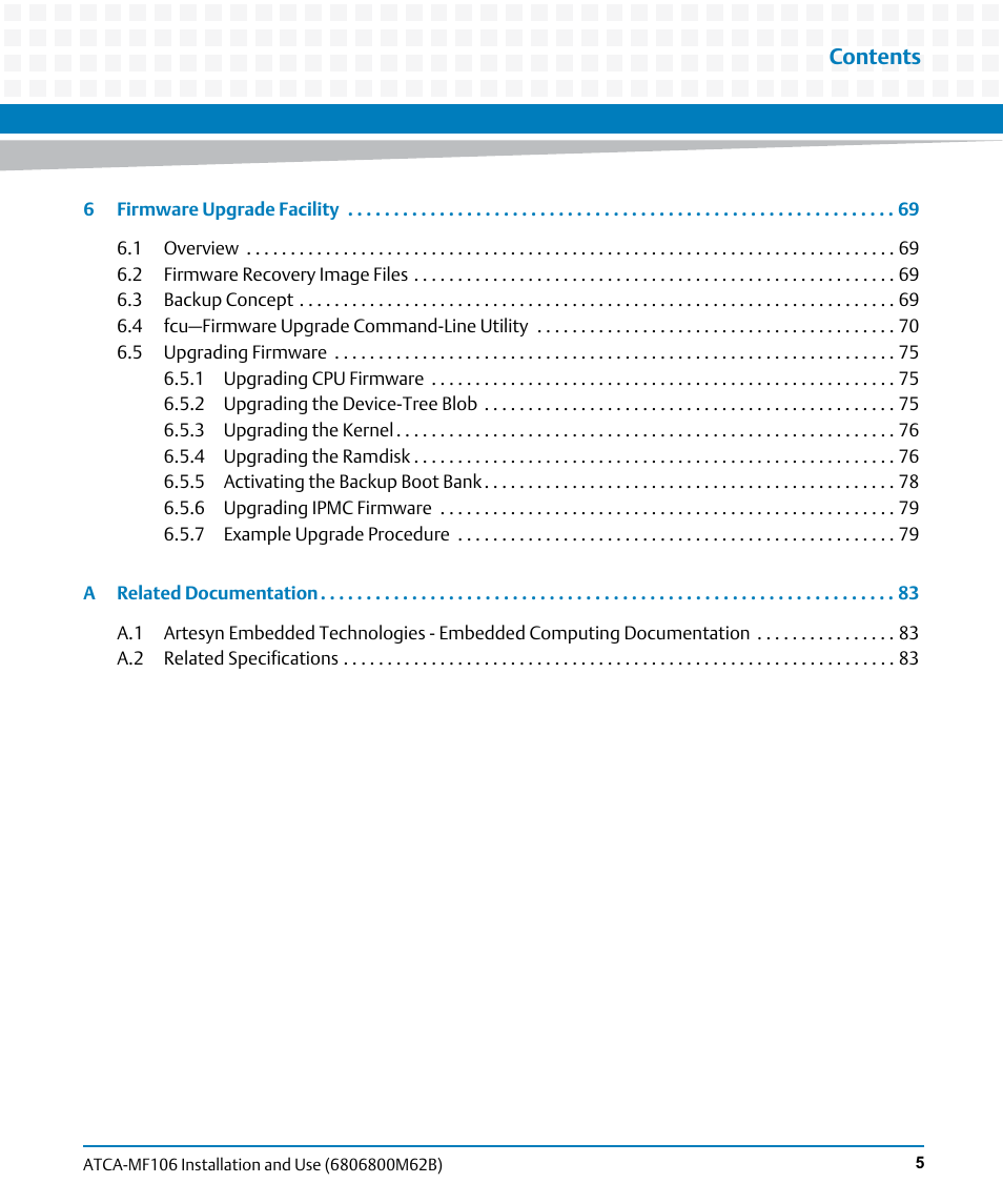 Artesyn ATCA-MF106 Installation and Use (September 2014) User Manual | Page 5 / 86