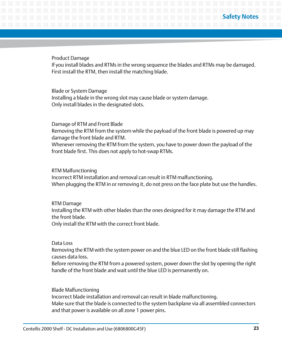 Artesyn Centellis 2000 Shelf - DC Installation and Use (June 2014) User Manual | Page 23 / 176