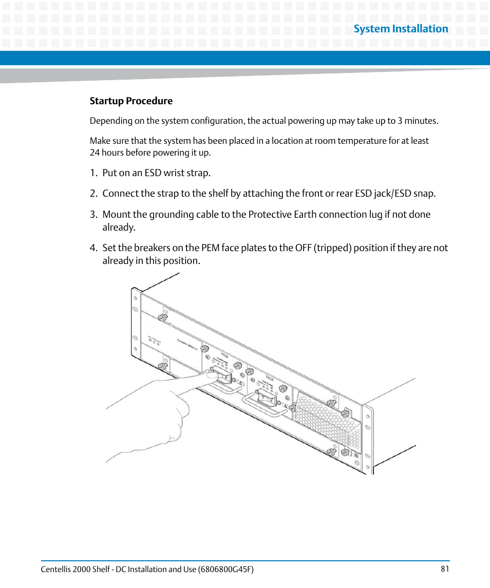 Artesyn Centellis 2000 Shelf - DC Installation and Use (June 2014) User Manual | Page 81 / 176