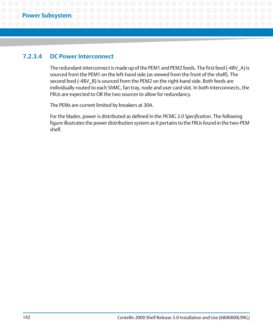 4 dc power interconnect | Artesyn Centellis 2000 Shelf Release 3.0 Installation and Use (May 2014) User Manual | Page 142 / 192