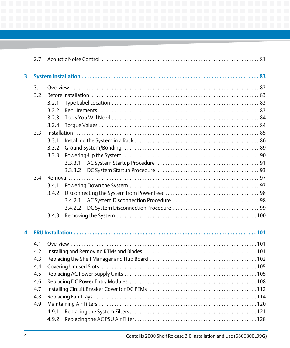 Artesyn Centellis 2000 Shelf Release 3.0 Installation and Use (May 2014) User Manual | Page 4 / 192