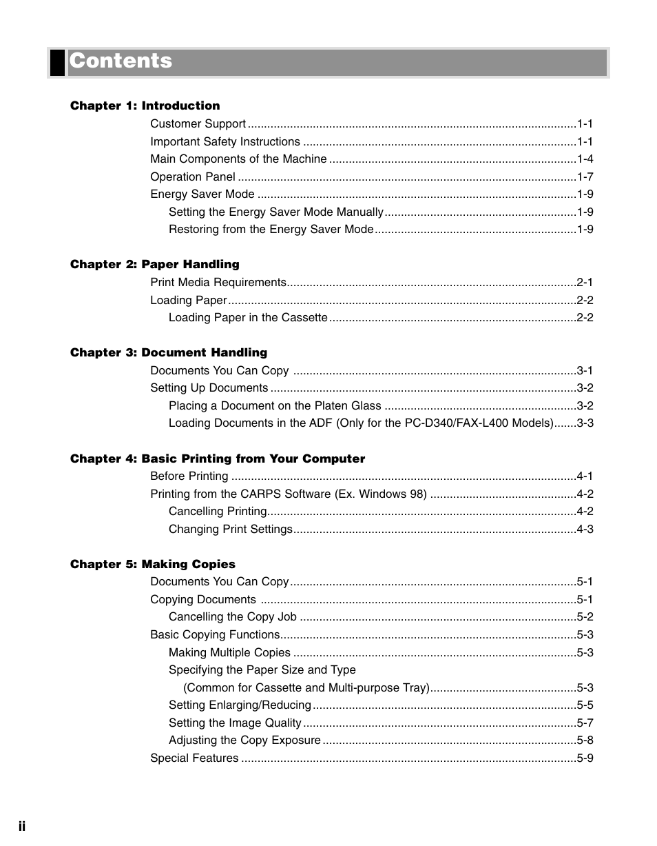 Canon PC-D340 User Manual | Page 3 / 66