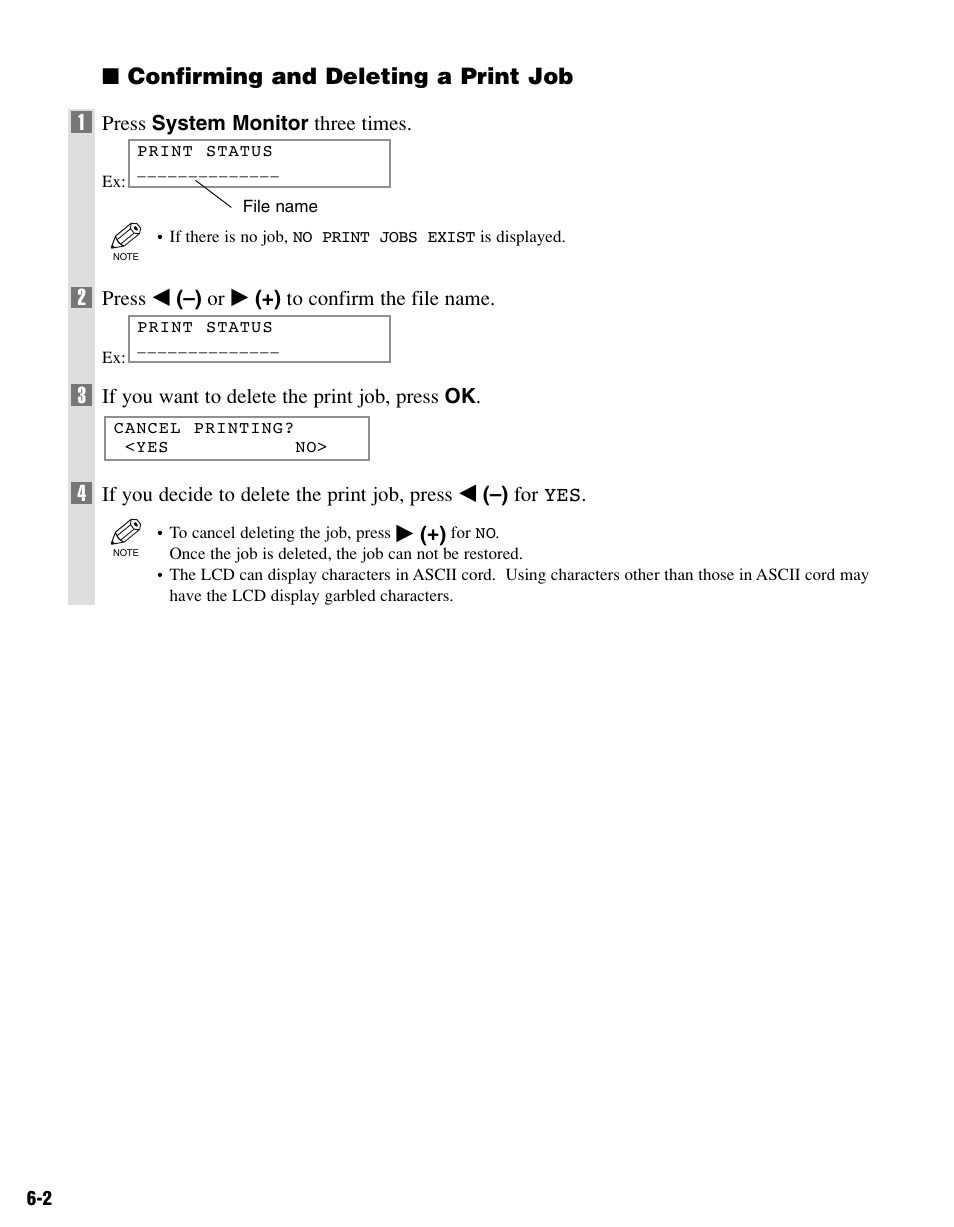 Confirming and deleting a print job 1 | Canon PC-D340 User Manual | Page 41 / 66