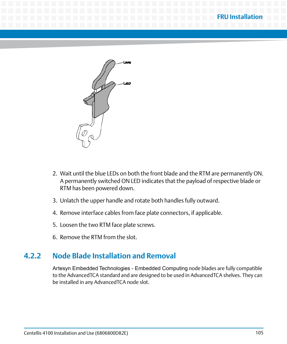 2 node blade installation and removal | Artesyn Centellis 4100 Installation and Use (2015) User Manual | Page 103 / 208