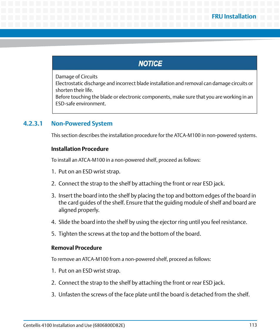1 non-powered system | Artesyn Centellis 4100 Installation and Use (2015) User Manual | Page 111 / 208
