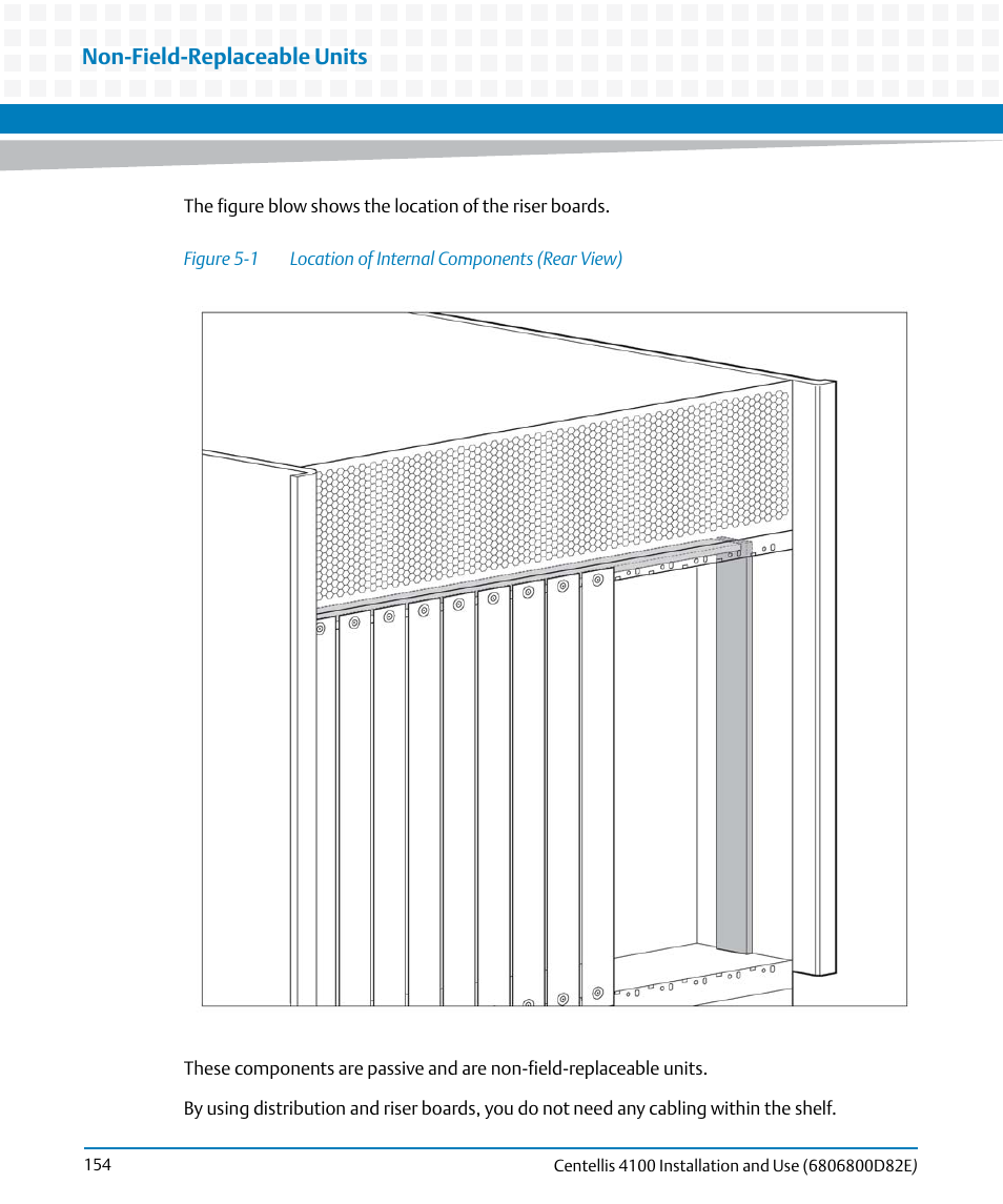 Figure 5-1, Location of internal components (rear view), Non-field-replaceable units | Artesyn Centellis 4100 Installation and Use (2015) User Manual | Page 152 / 208