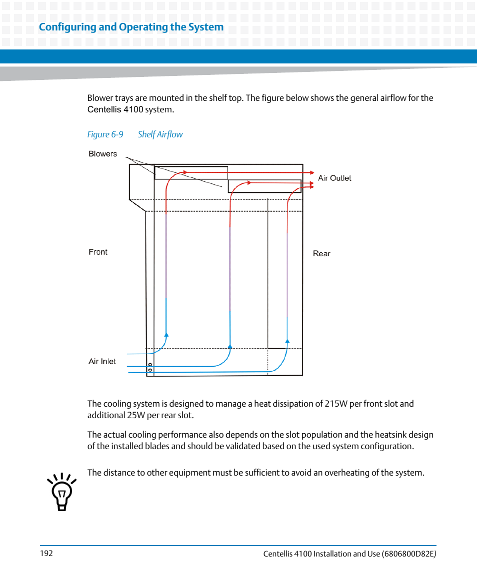 Figure 6-9, Shelf airflow, Configuring and operating the system | Artesyn Centellis 4100 Installation and Use (2015) User Manual | Page 190 / 208