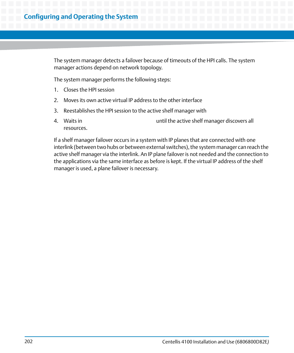 Configuring and operating the system | Artesyn Centellis 4100 Installation and Use (2015) User Manual | Page 200 / 208