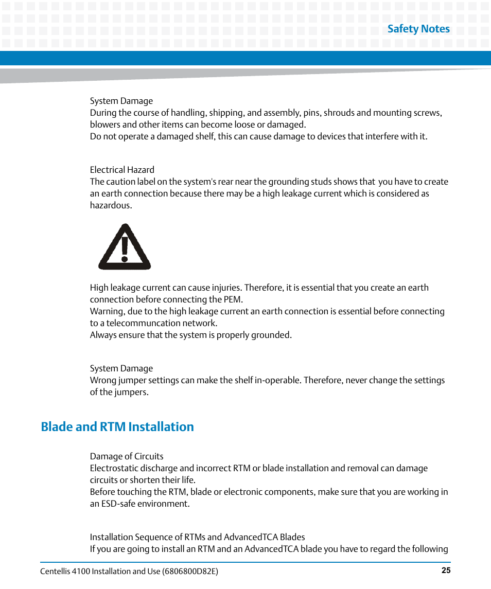 Blade and rtm installation | Artesyn Centellis 4100 Installation and Use (2015) User Manual | Page 23 / 208