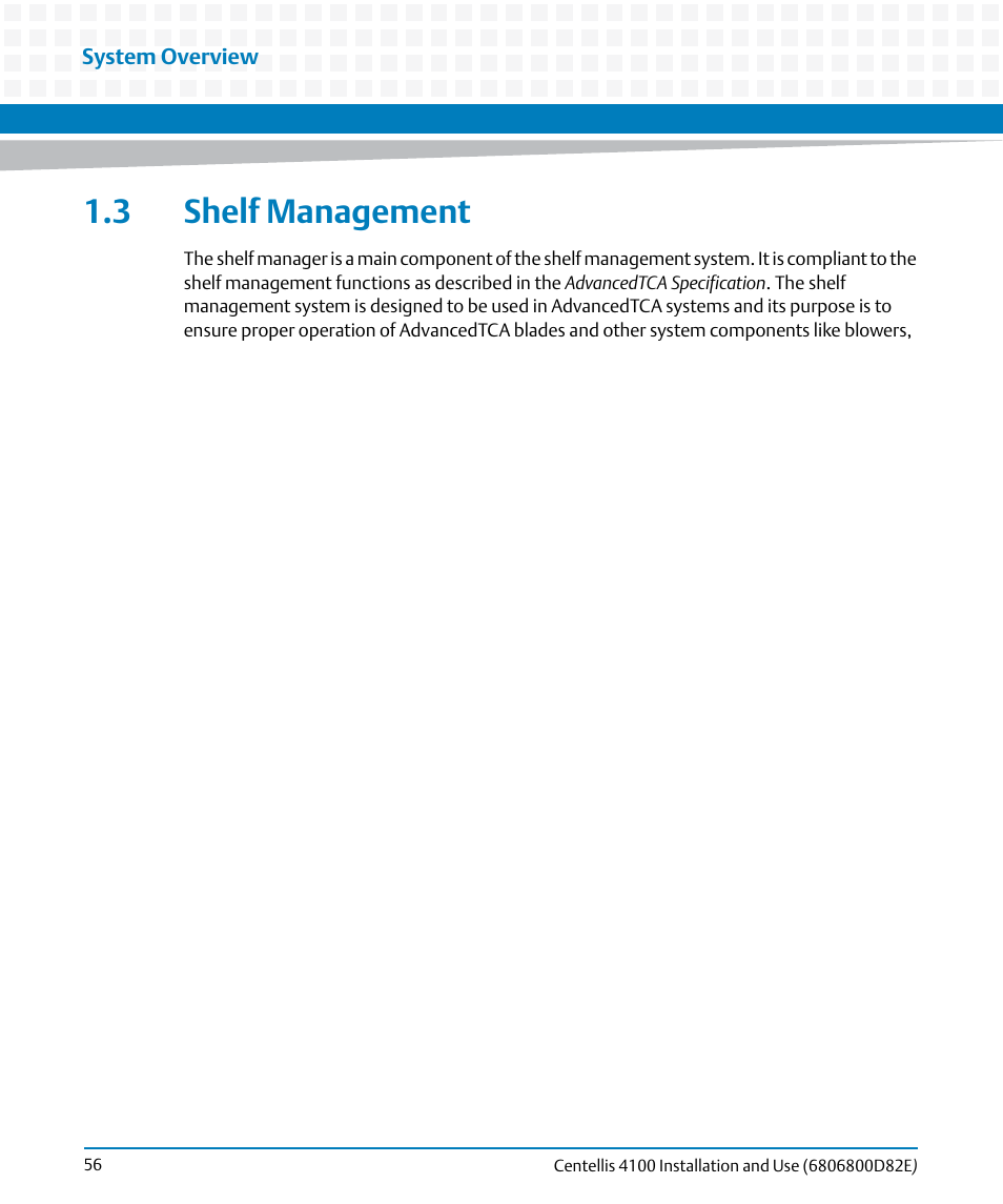 3 shelf management | Artesyn Centellis 4100 Installation and Use (2015) User Manual | Page 54 / 208