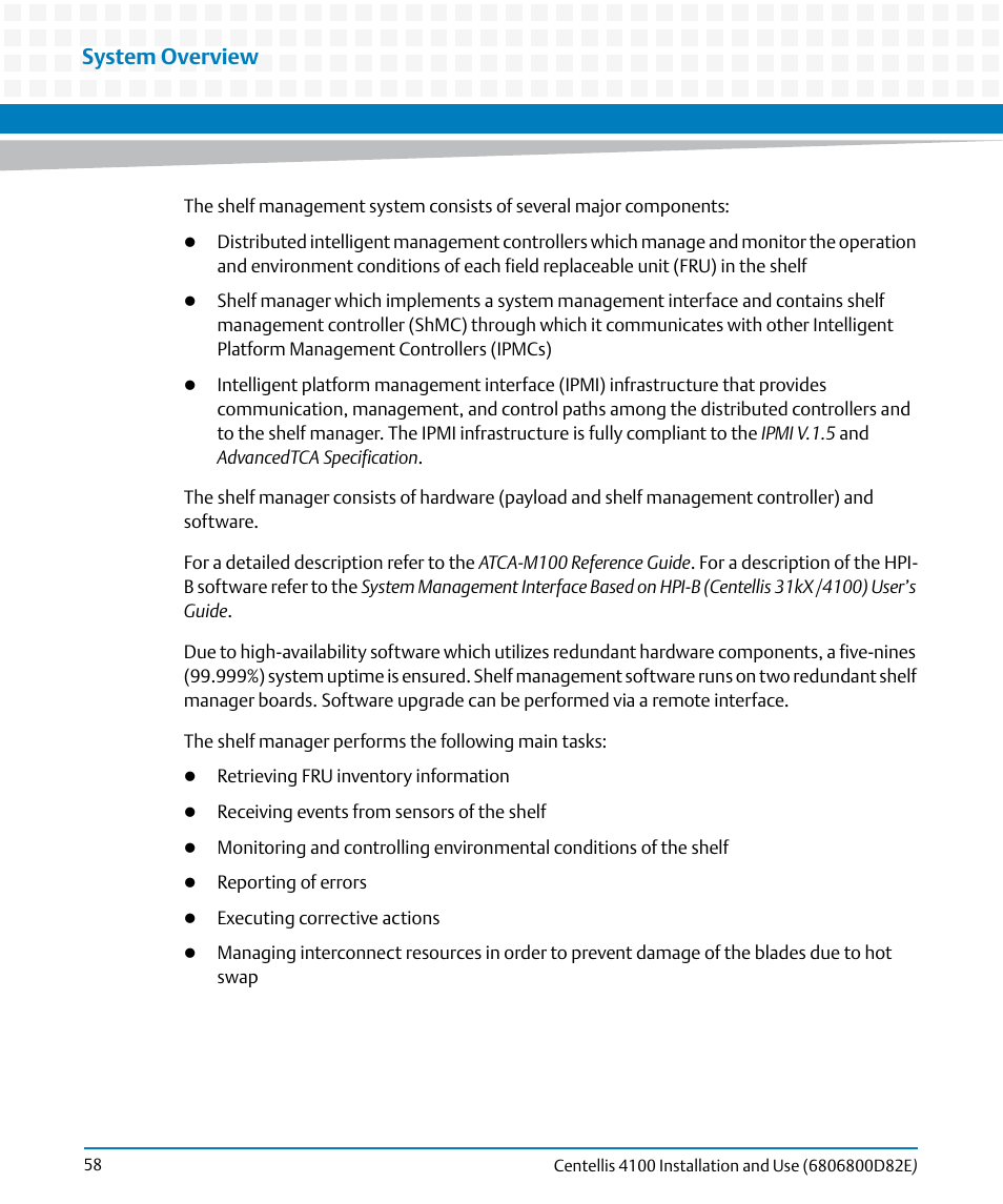 System overview | Artesyn Centellis 4100 Installation and Use (2015) User Manual | Page 56 / 208