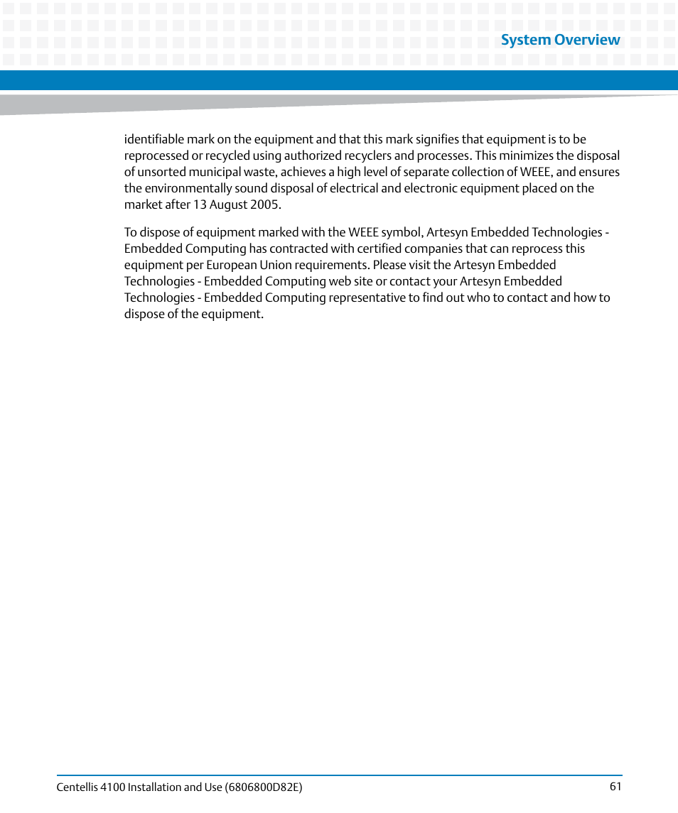 System overview | Artesyn Centellis 4100 Installation and Use (2015) User Manual | Page 59 / 208